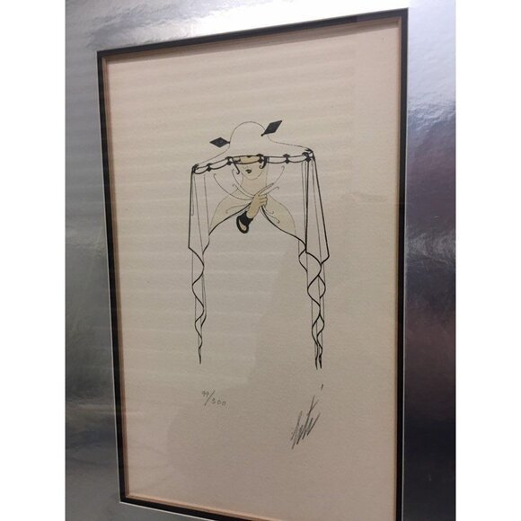 Erte "LaBelle Big Brim Hat With Lace Veil" Silkscreen 99/300 Signed In Pencil - Picture 2 of 7